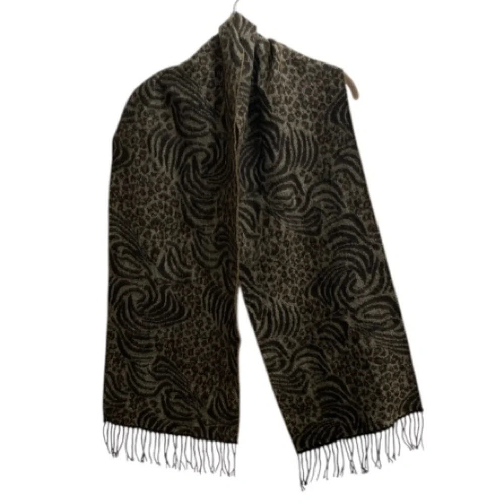 Leopard Zebra Shades of Brown Warm Scarf Animal Print Winter Christmas 11.5 X 64